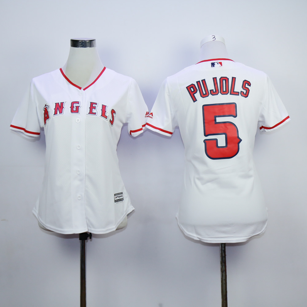 Women Los Angeles Angels 5 Pujols White MLB Jerseys